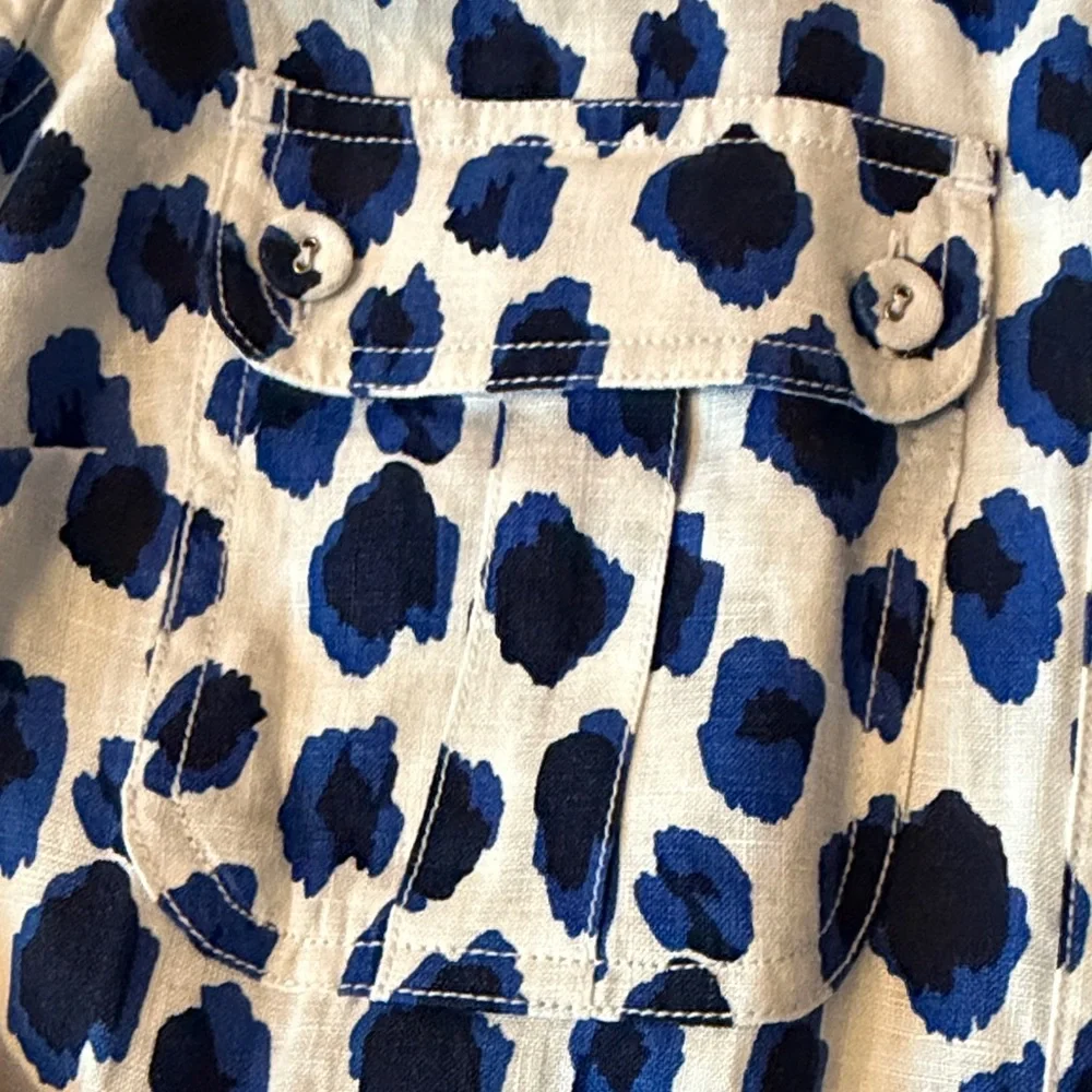 Boden White and Blue Leopard Print Button-Down Shirt - Picture 3 of 6